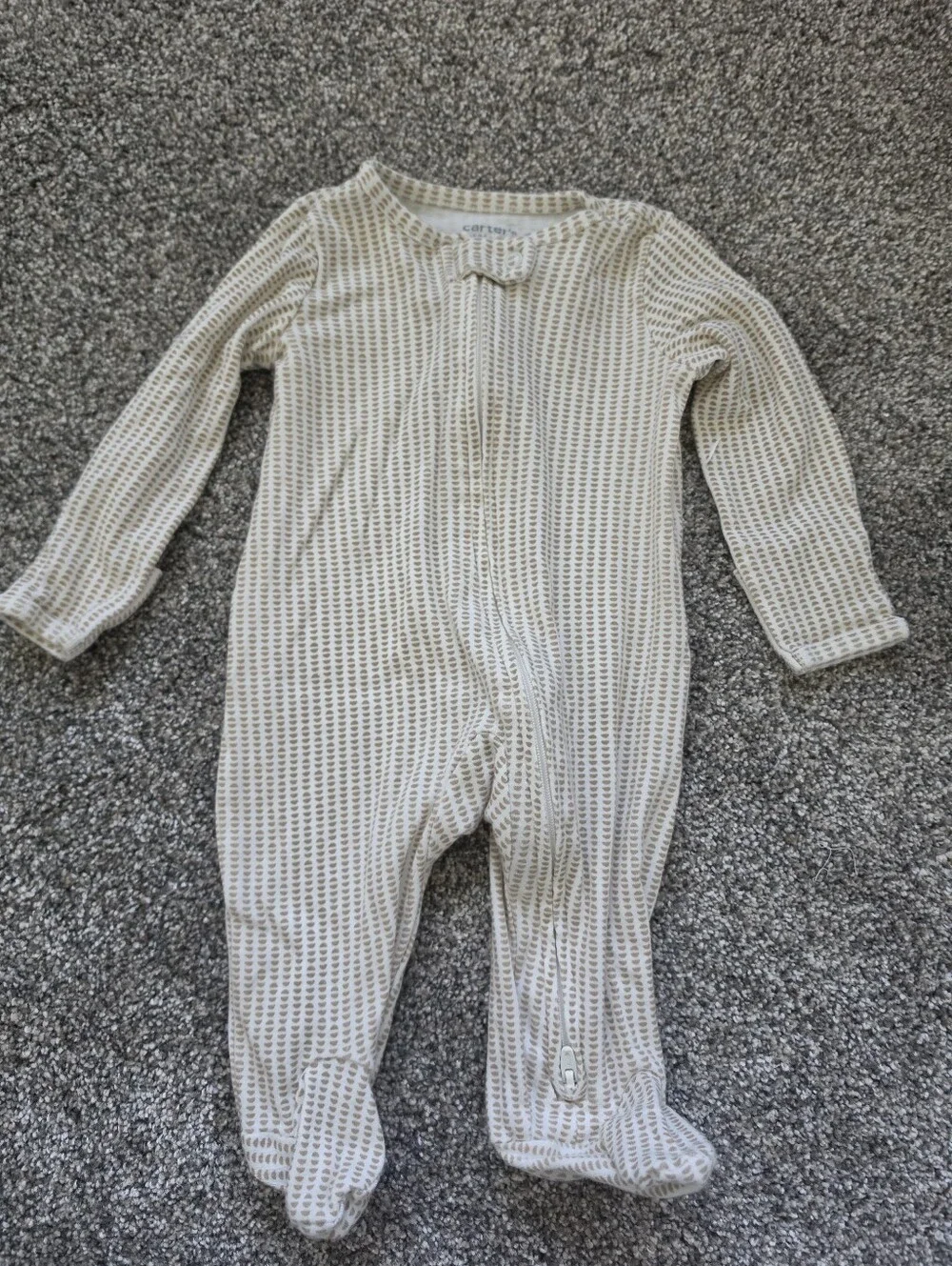 Carter's Brown Ribbed Bear & Cream Animal Print Footed One-Pieces (3 Pack)